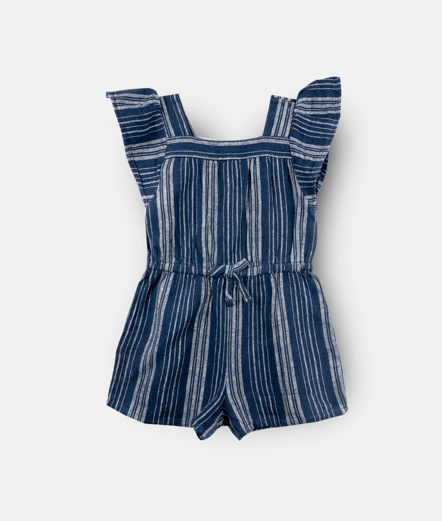 Elegant Smockers LK | Navy Blue Grey Stripes Girls Jumpsuit | Sri Lanka 