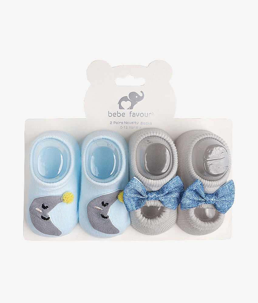 Elegant Smockers LK | Novelty Baby Socks - 02pairs - Blue | Sri Lanka 