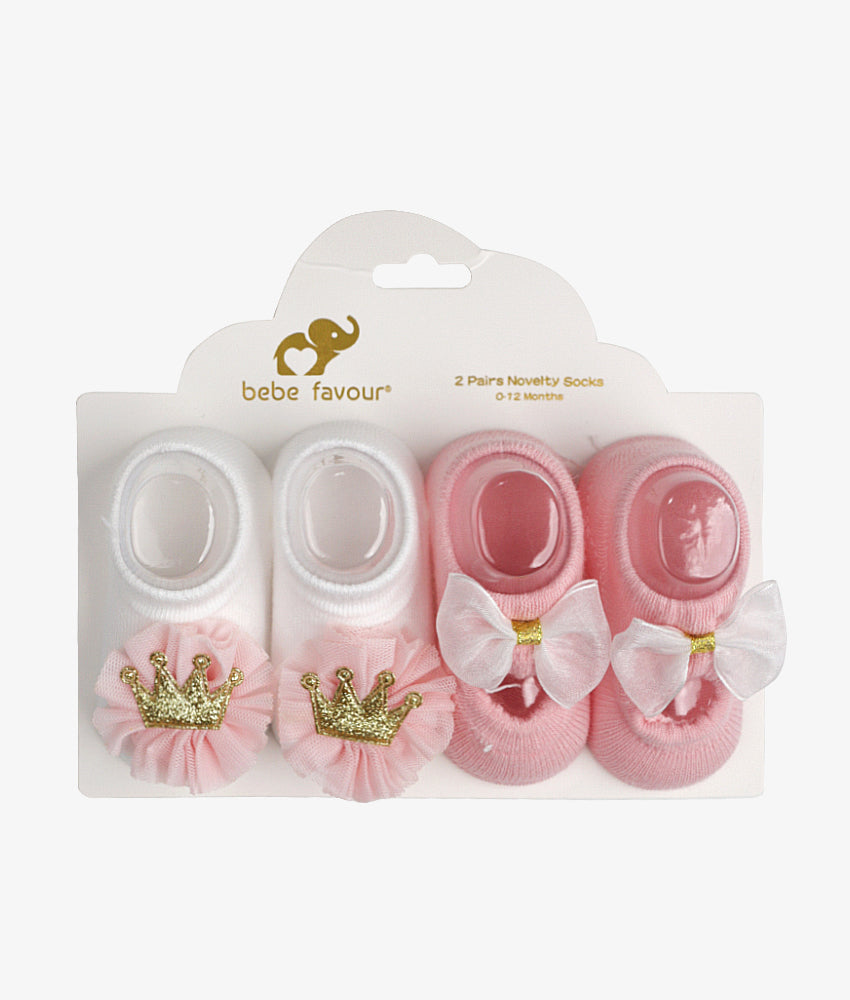 Elegant Smockers LK | Novelty Baby Socks - 02pairs - Pink | Sri Lanka 