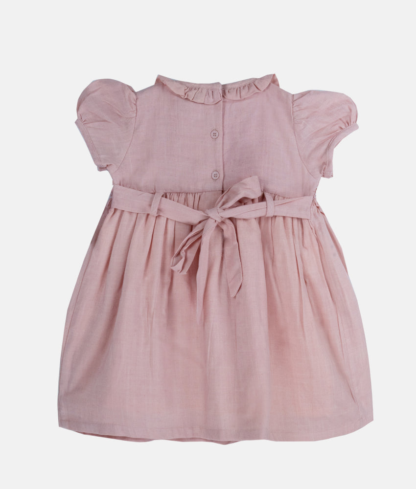 Elegant Smockers LK | Pastel Peach Puff Sleeved Smocked Baby  Dress | Sri Lanka 