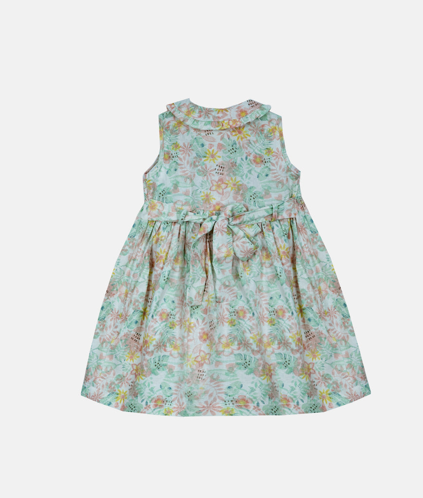 Elegant Smockers LK | Pastel Print Sleeveless Smocked Girls Dress | Sri Lanka 