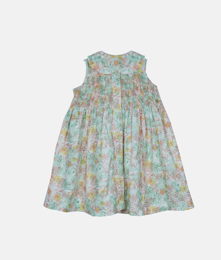 Elegant Smockers LK | Pastel Print Sleeveless Smocked Girls Dress | Sri Lanka 