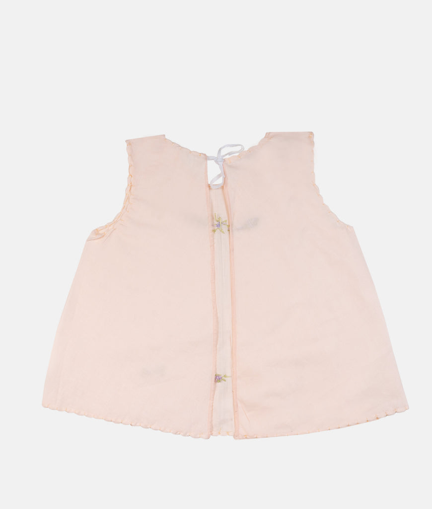 Elegant Smockers LK | Peach Baby Shirt - Purple Double Flower | Sri Lanka 