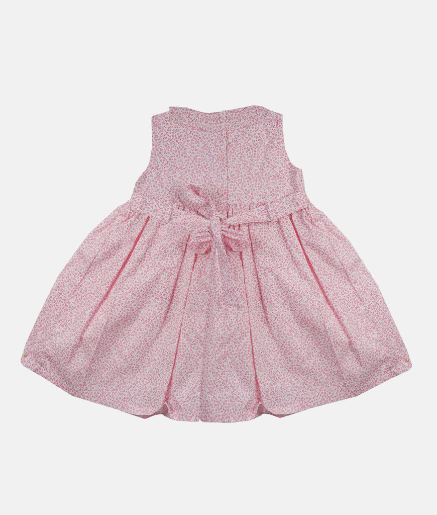 Elegant Smockers LK | Pink Mini Floral Collared Smocked Girls Dress | Sri Lanka 