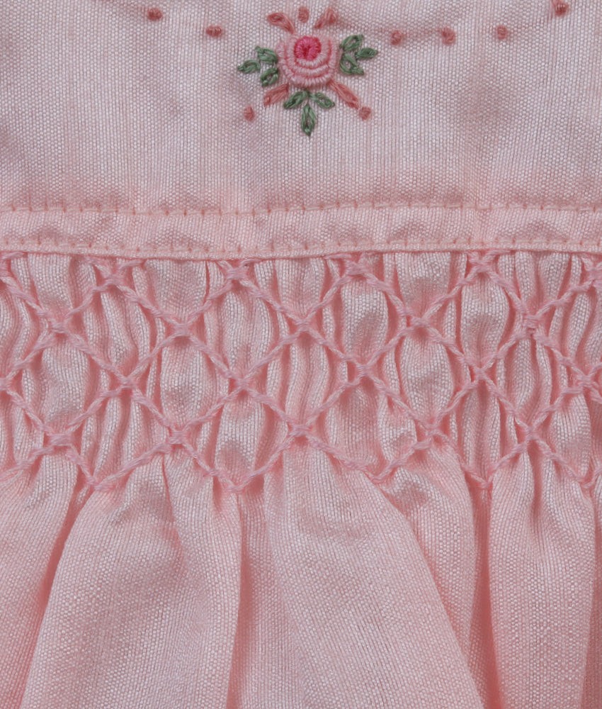 Elegant Smockers LK | Pink Puffed Sleeved Celebration Smocked Dress | Sri Lanka 