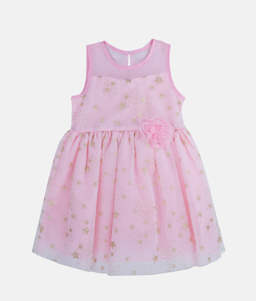 Elegant Smockers LK | Pink-Star Print Girls Party Dress | Sri Lanka 