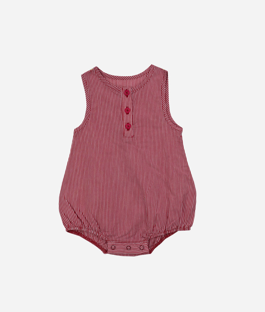 Elegant Smockers LK | Pinstriped Baby Romper - Red | Sri Lanka 