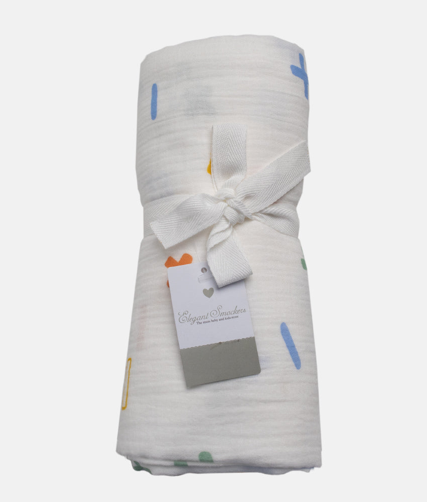 Elegant Smockers LK | Plus Minus Print Baby Muslin Wrap | Sri Lanka 