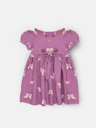Elegant Smockers LK | Purple Butterfly Print Smocked Girls Dress | Sri Lanka 