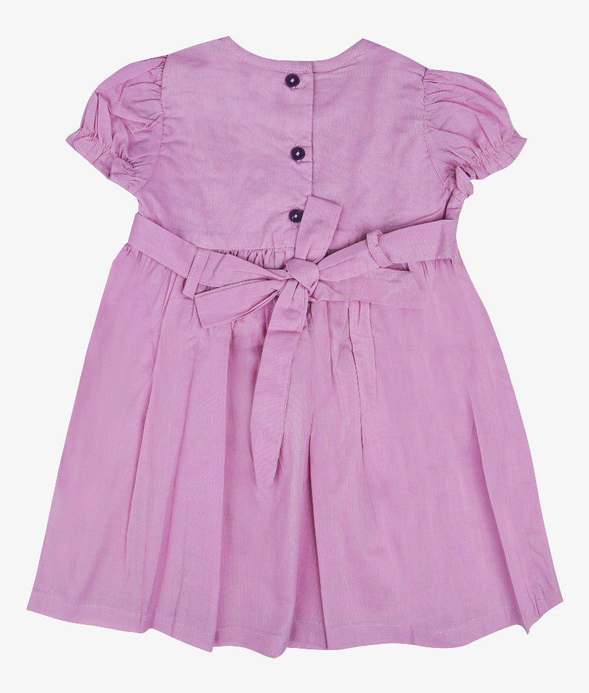 Elegant Smockers LK | Purple Puffed Sleeved Smocked Baby Dress | Sri Lanka 