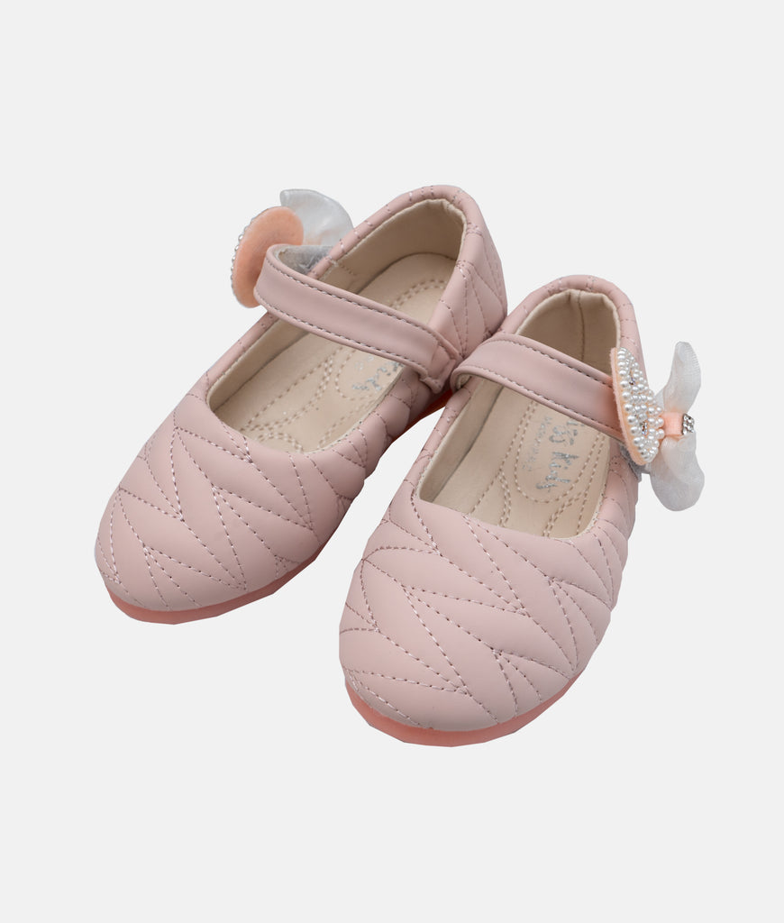 Elegant Smockers LK | Quilted Round Toe Baby Ballerina Shoes - Pink | Sri Lanka 