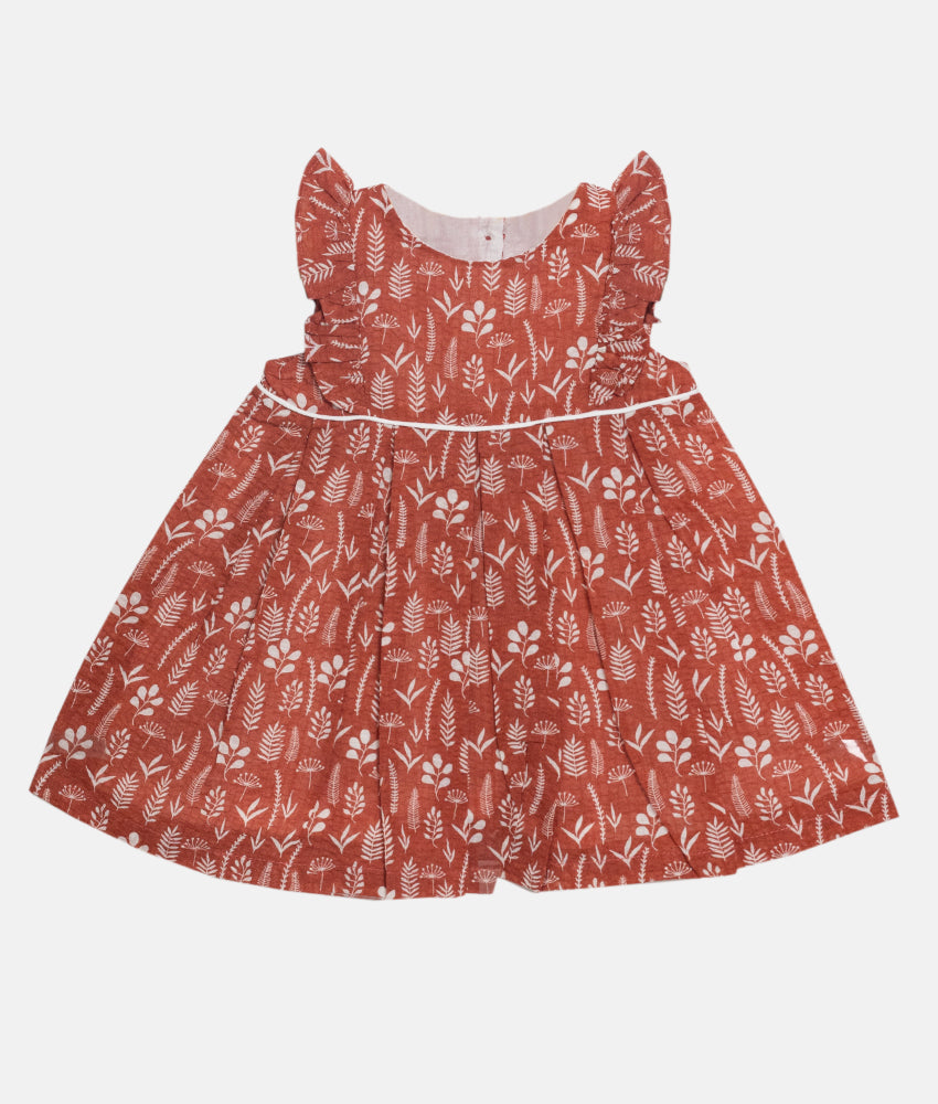 Elegant Smockers LK | Red Clay Flutter Sleeved Baby Dress | Sri Lanka 