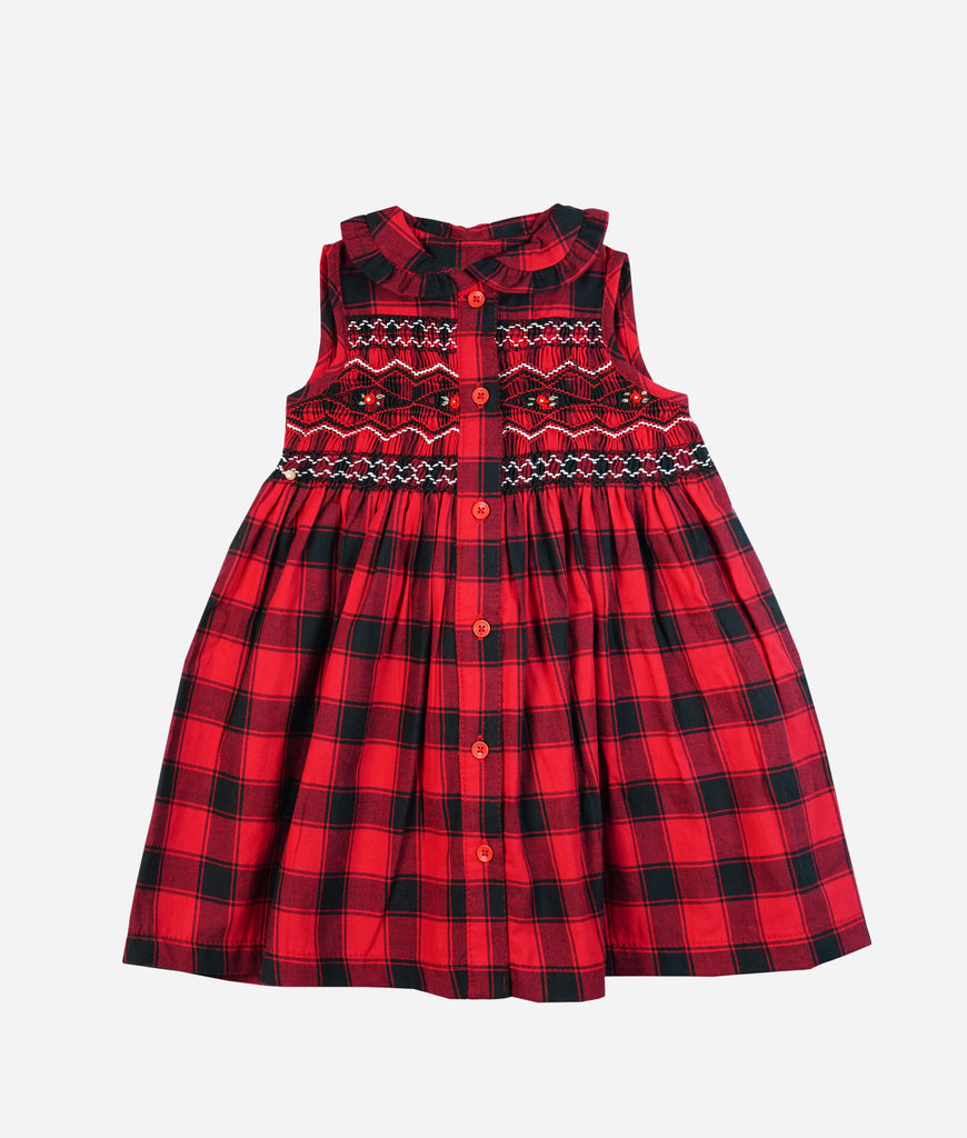 Elegant Smockers LK | Red Plaid Sleeveless Smocked Girls Dress | Sri Lanka 