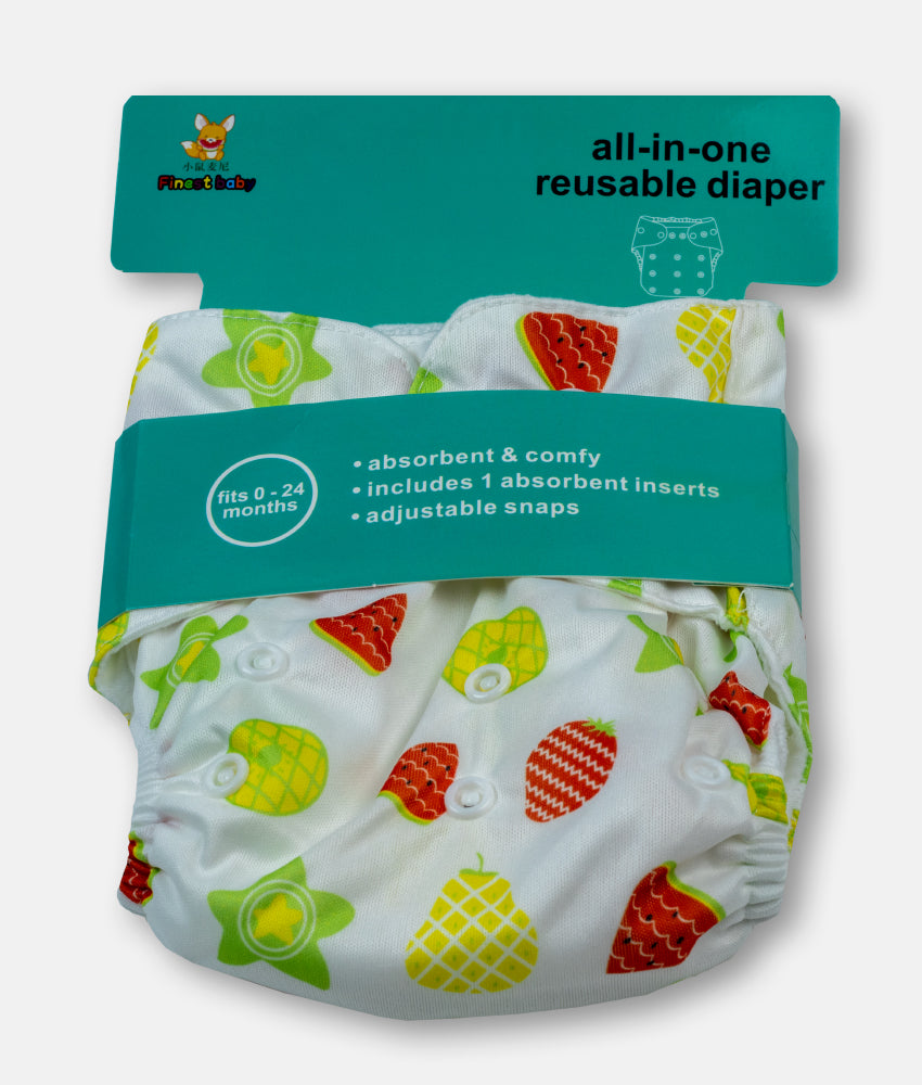Elegant Smockers LK | Reusable Baby Nappy Wrap  - Fruity Print (0-24months) | Sri Lanka 