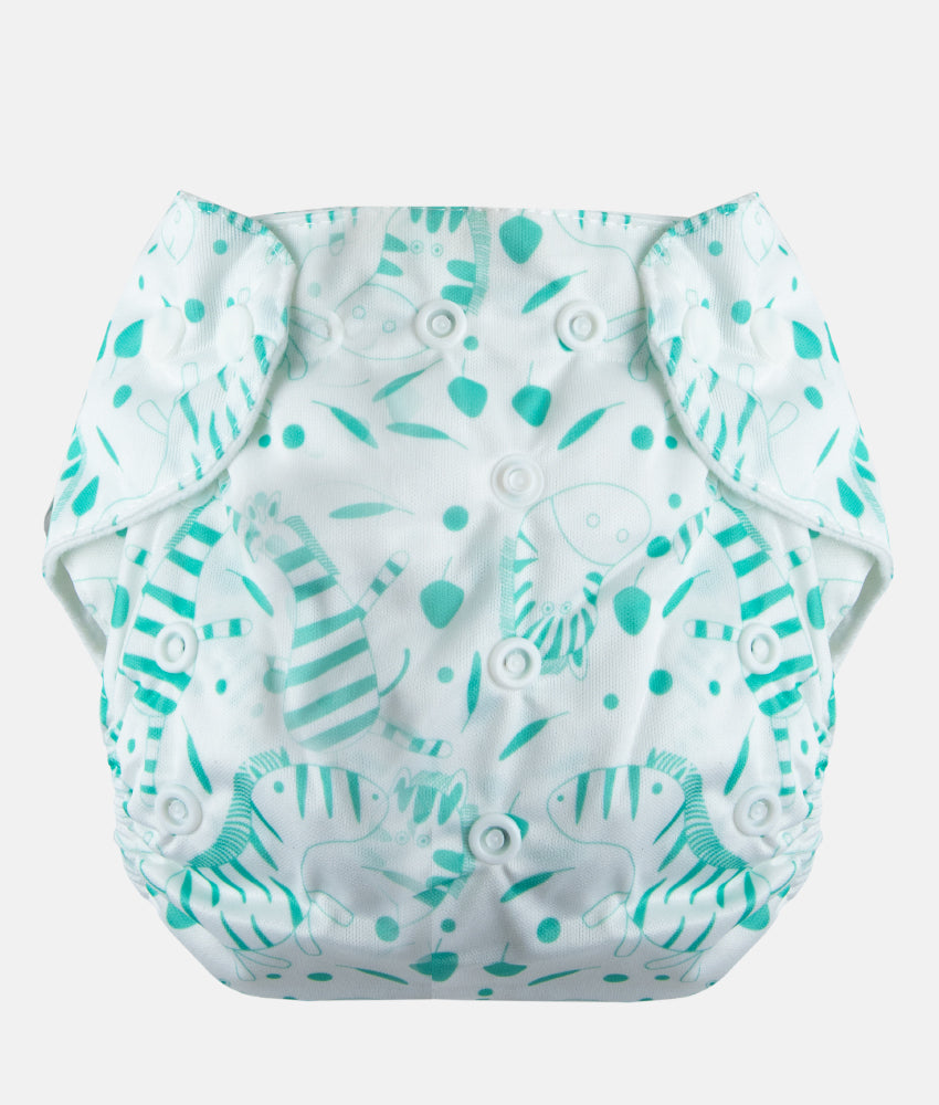 Elegant Smockers LK | Reusable Baby Nappy Wrap  - Mint Zebra Print | Sri Lanka 