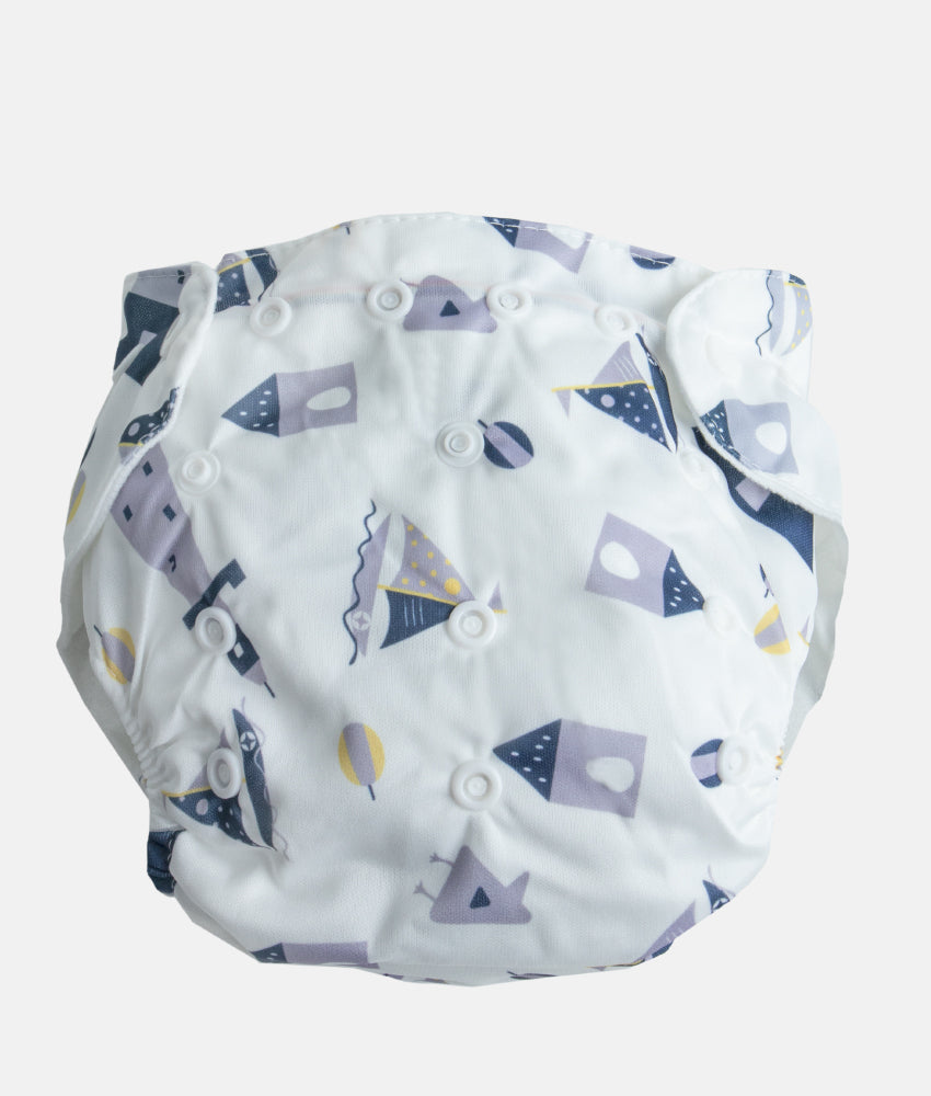 Elegant Smockers LK | Reusable Baby Nappy Wrap  - Sail Light House Print | Sri Lanka 