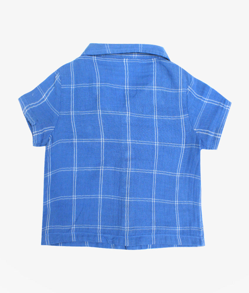Elegant Smockers LK | Short Sleeve Blue Checked Boys Shirt | Sri Lanka 