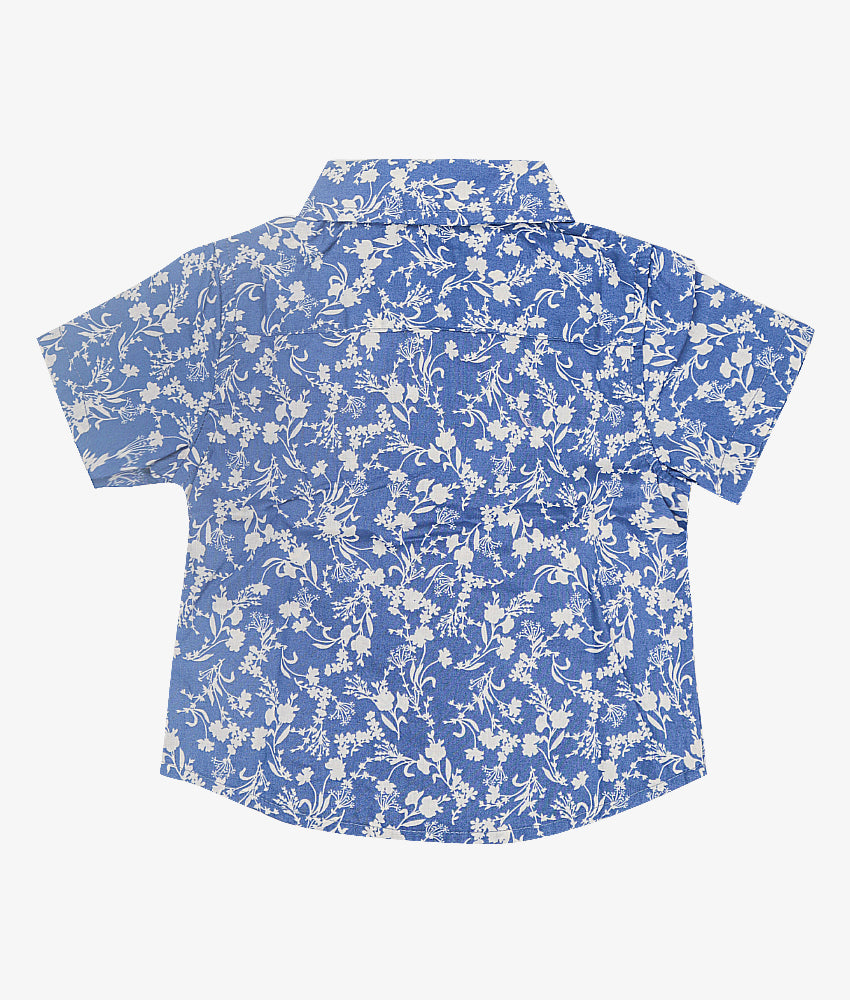 Elegant Smockers LK | Short Sleeve Blue Floral Print Boys Shirt | Sri Lanka 