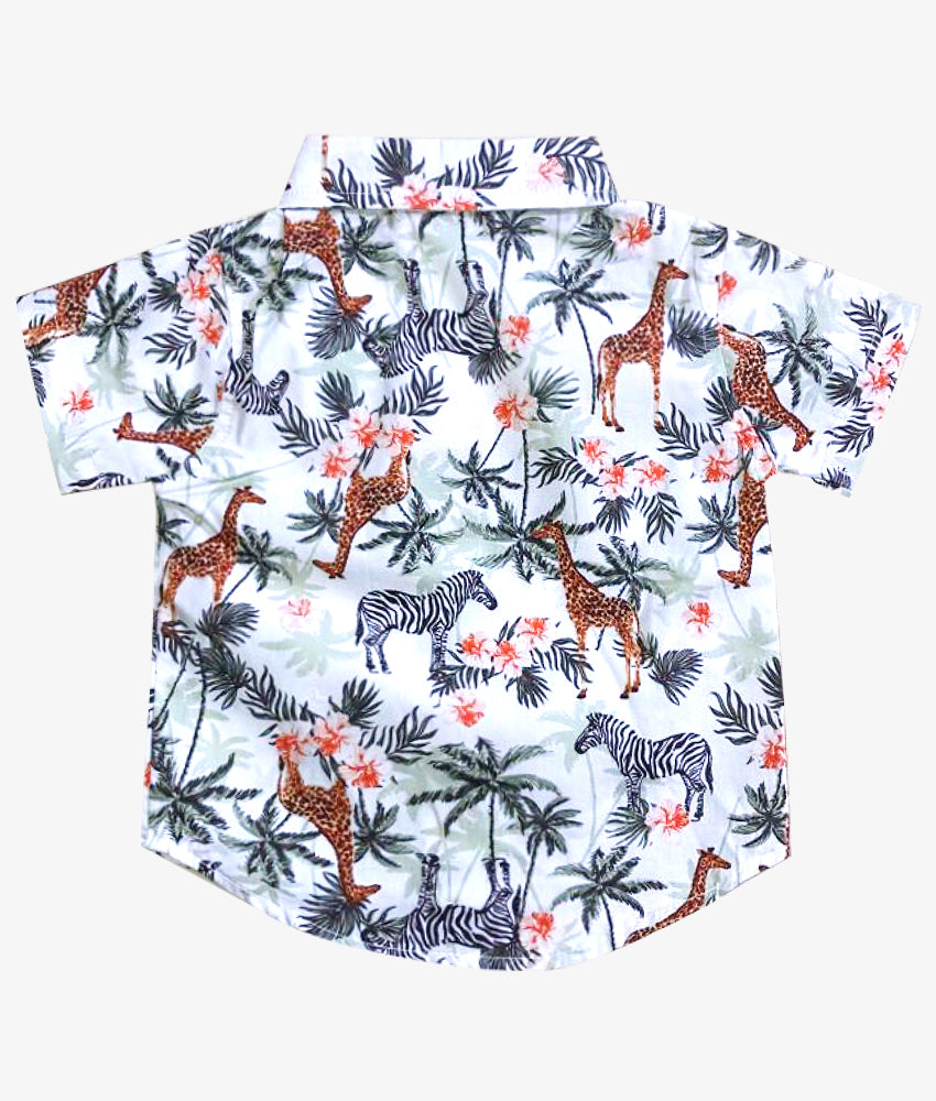 Elegant Smockers LK | Short Sleeve Safari Print Boys Shirt | Sri Lanka 