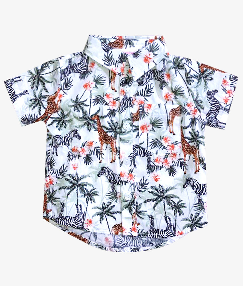 Elegant Smockers LK | Short Sleeve Safari Print Boys Shirt | Sri Lanka 