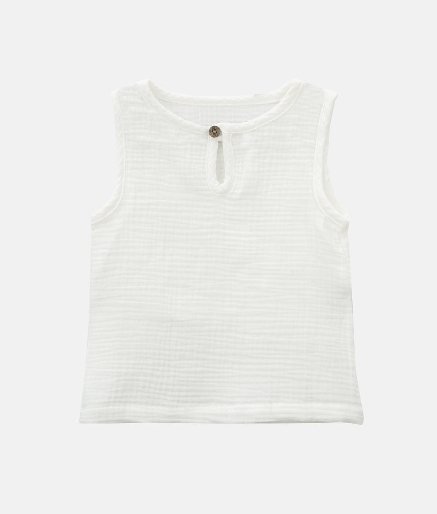 Elegant Smockers LK | Sleeveless Baby Shirt & Short Set - White | Sri Lanka 