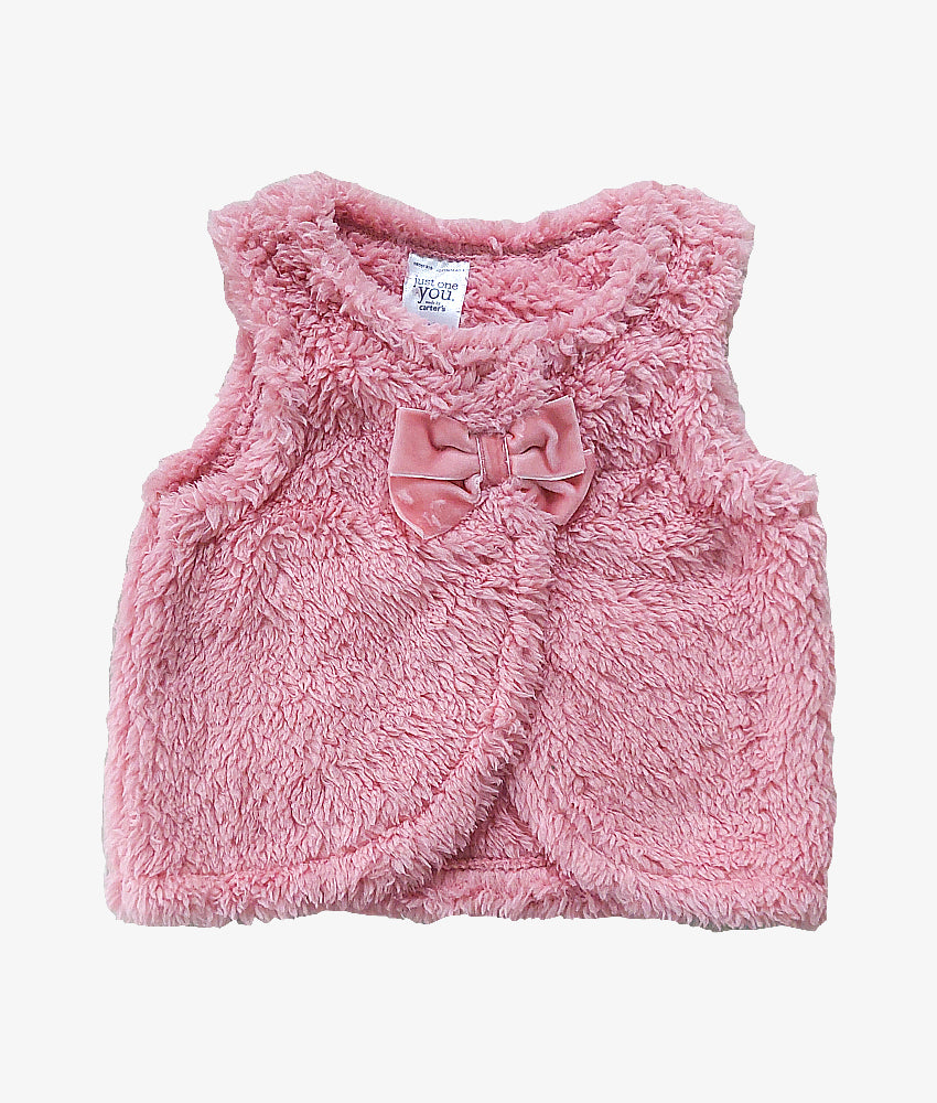 Elegant Smockers LK | Sleeveless Plush Pink Baby Jacket- Newborn | Sri Lanka 