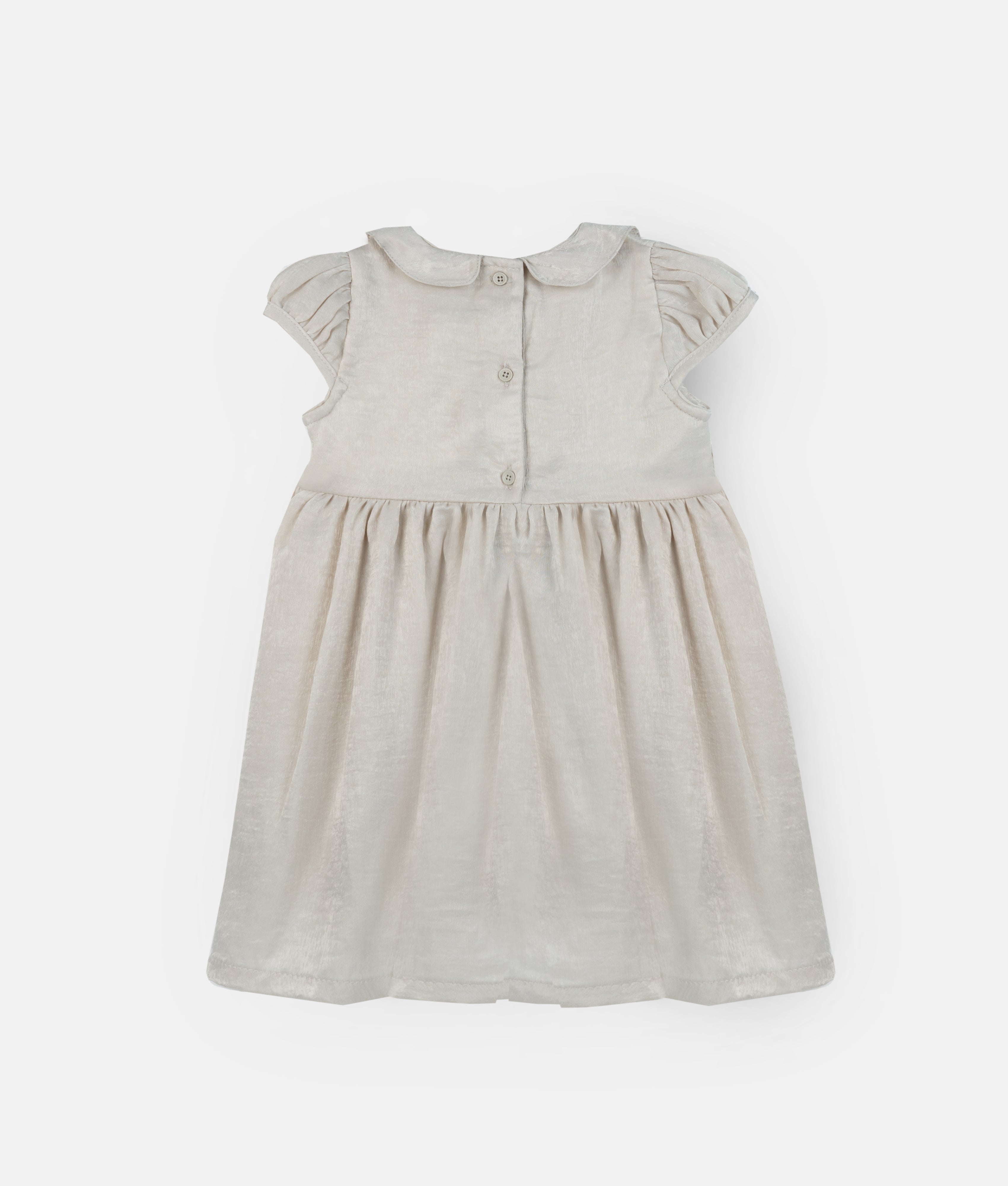 Elegant Smockers LK | Pale Gray Satin Smocked Party Dress | Sri Lanka 