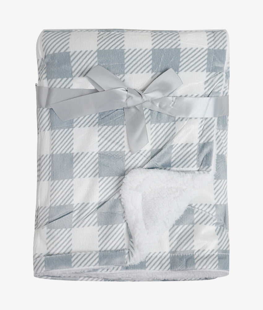 Elegant Smockers LK | Soft Plush Baby Blanket - Grey Check | Sri Lanka 