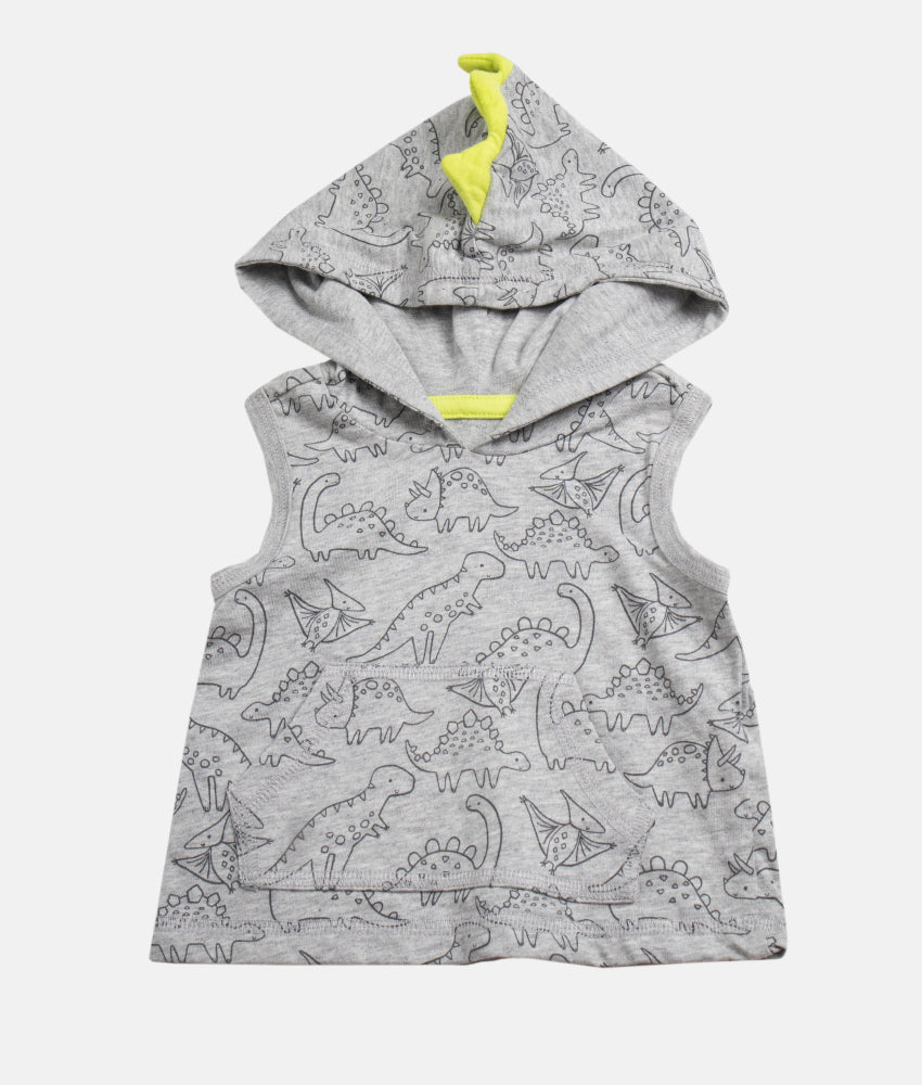 Elegant Smockers LK | Stylish Sleeveless Baby Hoodie T shirt - Dinosaur Print | Sri Lanka 