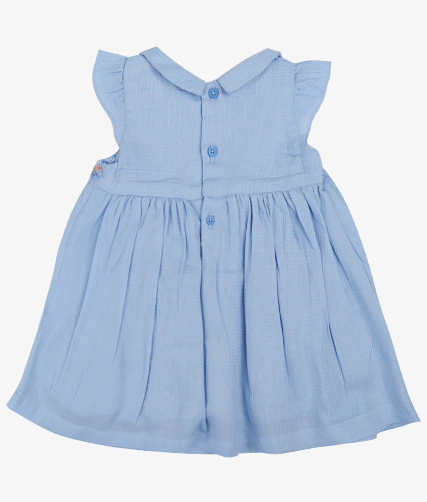 Elegant Smockers LK | Waffle Blue Smocked Baby Dress - 0-3 Months | Sri Lanka 