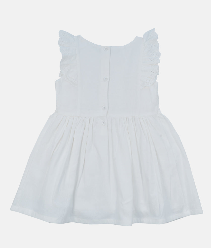 Elegant Smockers LK | White Butterfly Smocked Girls Dress | Sri Lanka 