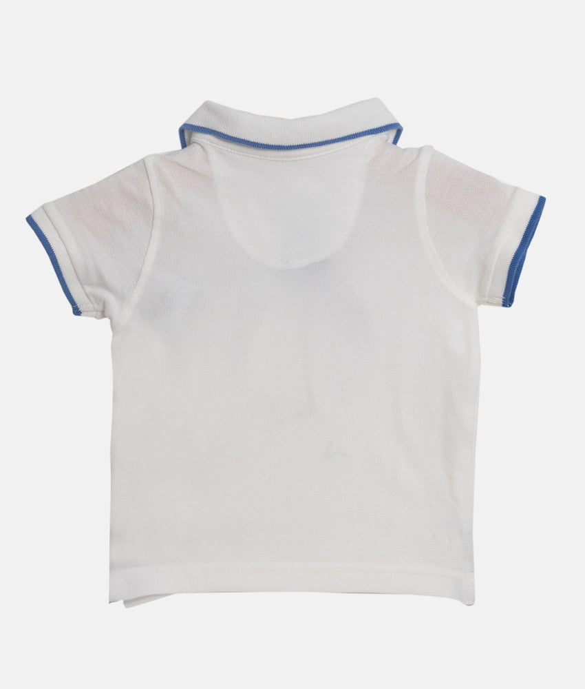 Elegant Smockers LK | White Collared Astro Baby Boys T-Shirt | Sri Lanka 