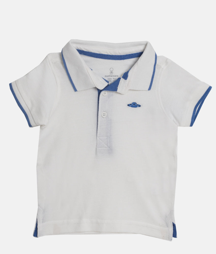 Elegant Smockers LK | White Collared Astro Baby Boys T-Shirt | Sri Lanka 