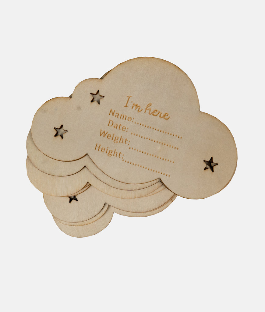 Elegant Smockers LK | Wooden Baby Cloud Month Milestone Plaques Set | Sri Lanka 