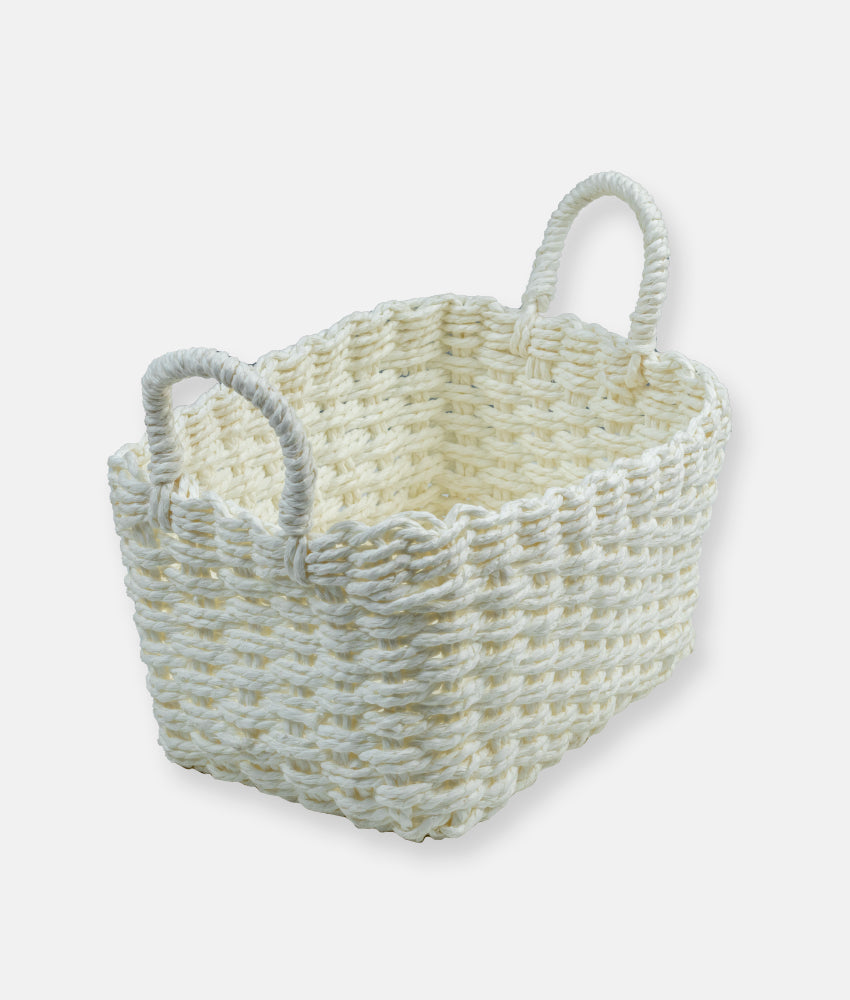 Elegant Smockers LK | Woven Storage Basket With Handles - White | Sri Lanka 