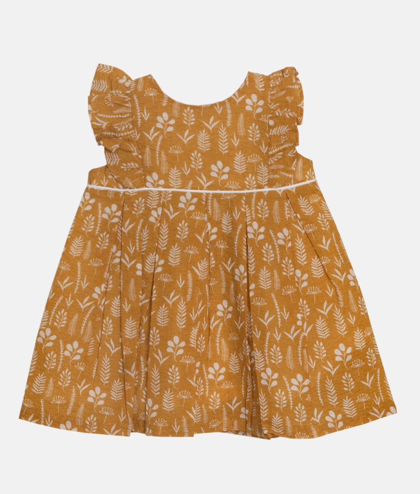 Elegant Smockers LK | Yellow Mustard Flutter Sleeved Baby Dress | Sri Lanka 