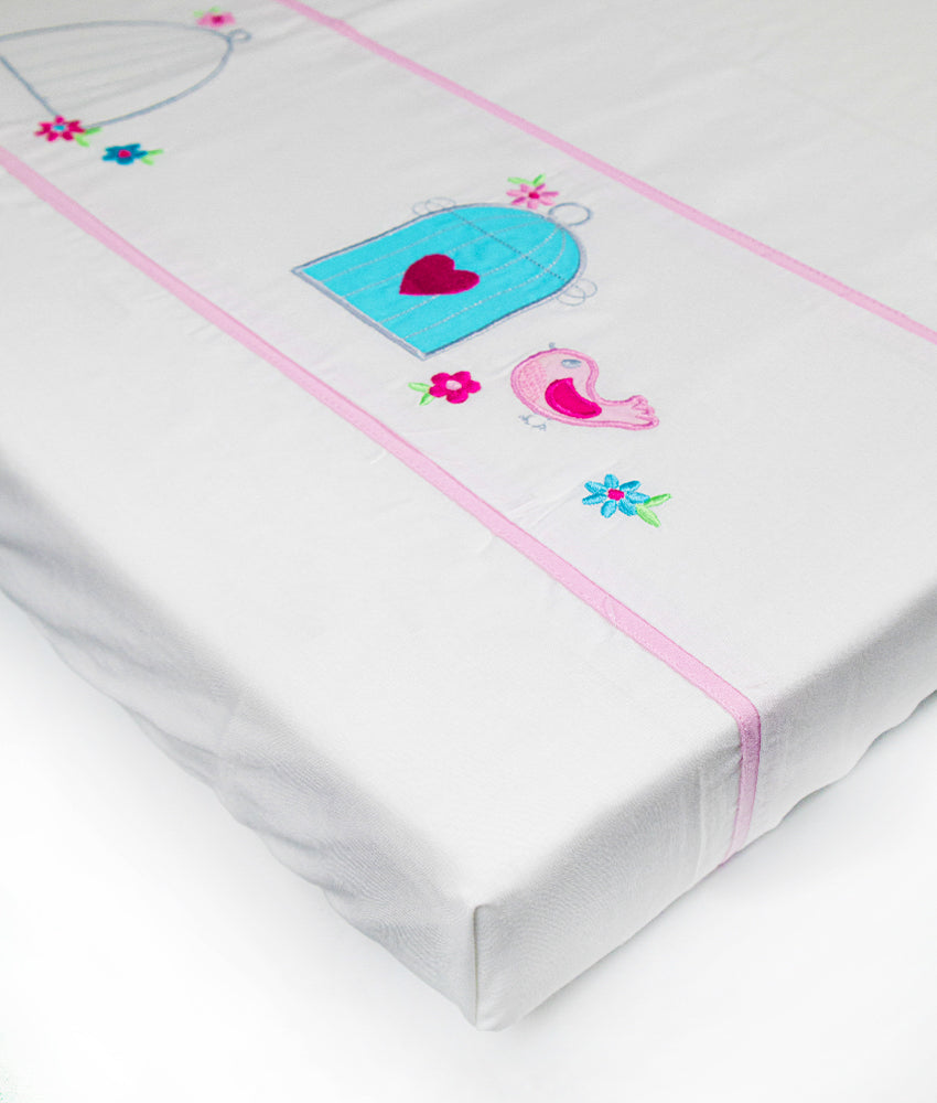 Elegant Smockers LK | Baby Cot Sheet – Birds Love Theme | Sri Lanka 