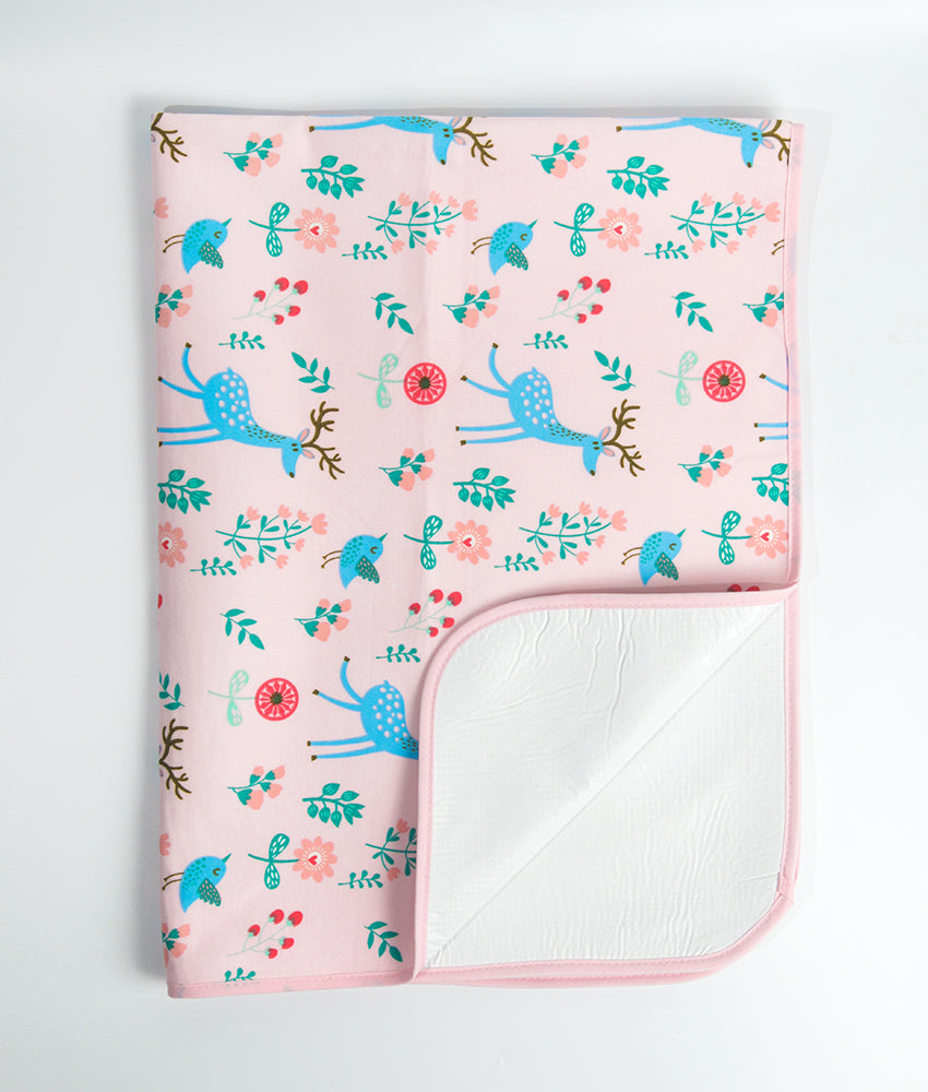Elegant Smockers LK | Baby Rubber Sheet - Blue Birdy & Reindeer | Sri Lanka 