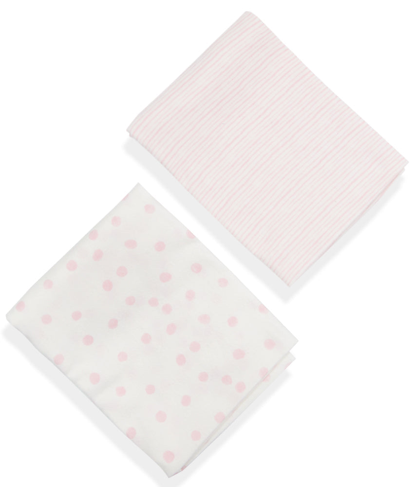 Elegant Smockers LK | Flannel Blankets 2pcs - Pink Dots & Stripe | Sri Lanka 