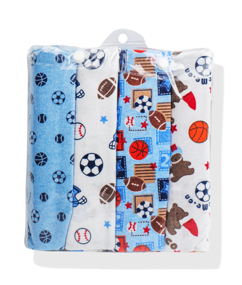 Elegant Smockers LK | Baby Receiving Blankets 04pc - Blue Sports print | Sri Lanka 