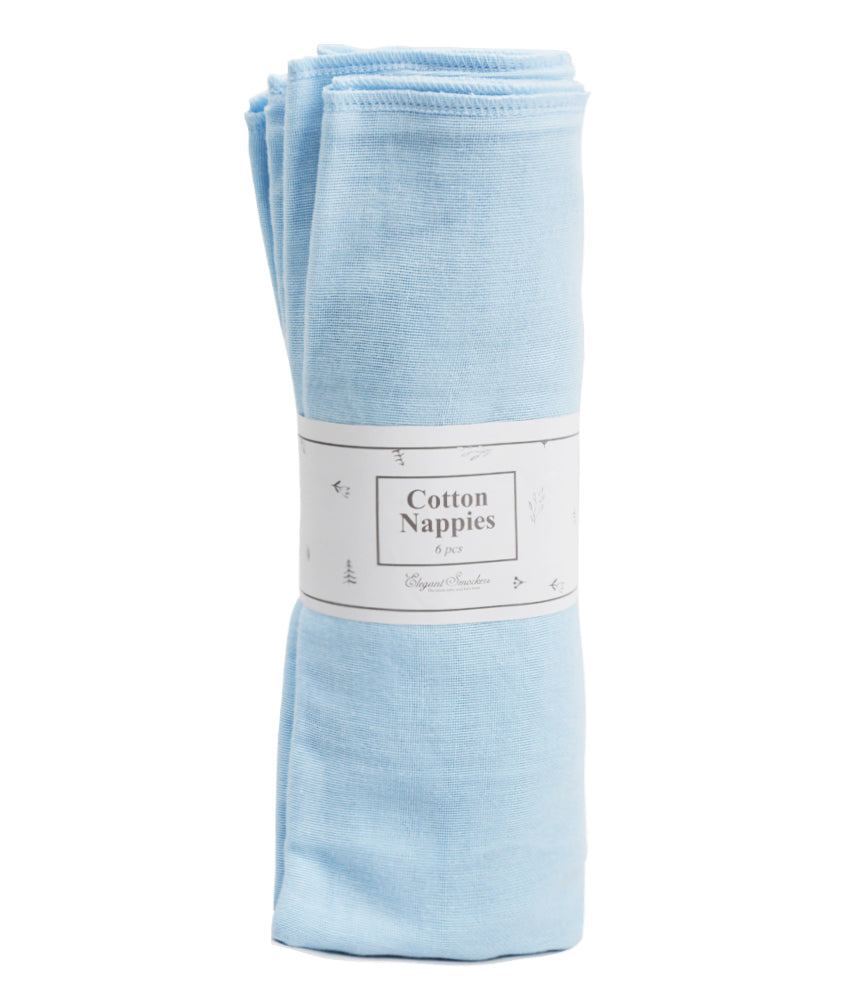 Elegant Smockers LK | Baby Cotton Nappies 22x22" - Blue | Sri Lanka 