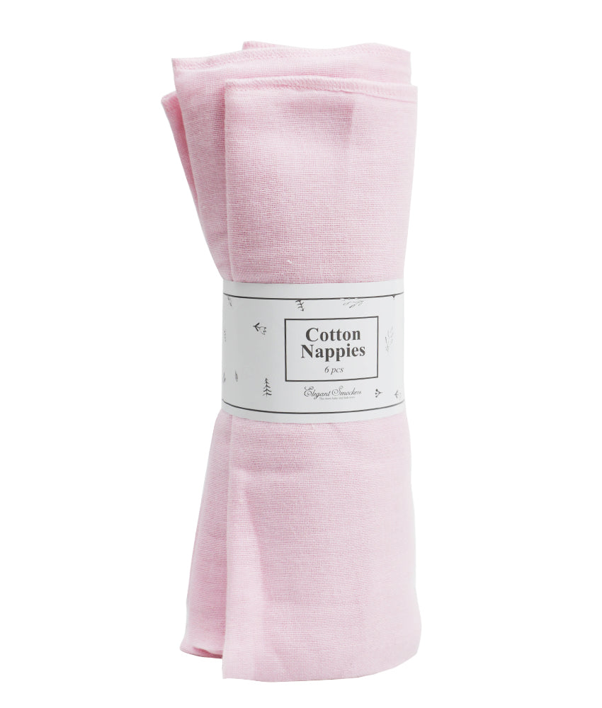 Elegant Smockers LK | Baby Cotton Nappies 22x22" - Pink | Sri Lanka 