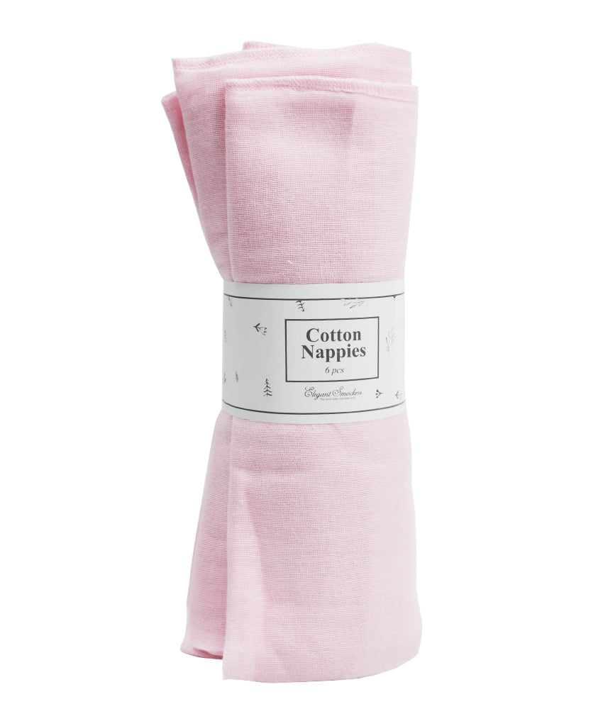 Elegant Smockers LK | Baby Cotton Nappies 18x18" - Pink | Sri Lanka 