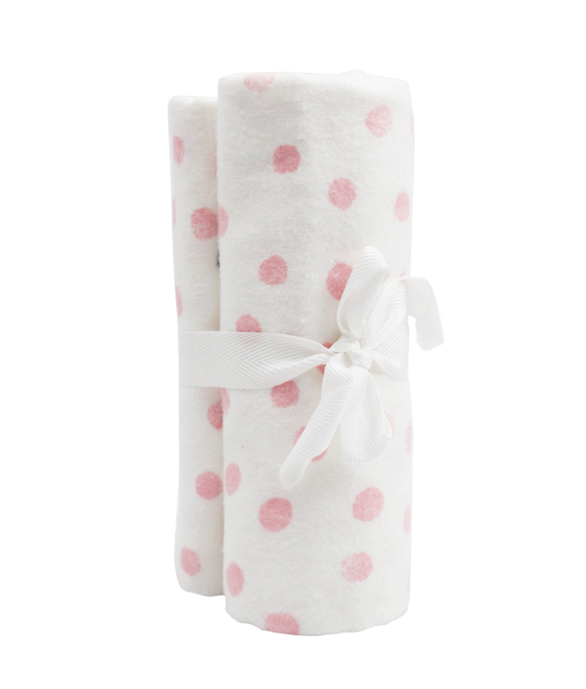 Elegant Smockers LK | Baby Flannel Blankets 2pcs - Pink Dotted | Sri Lanka 