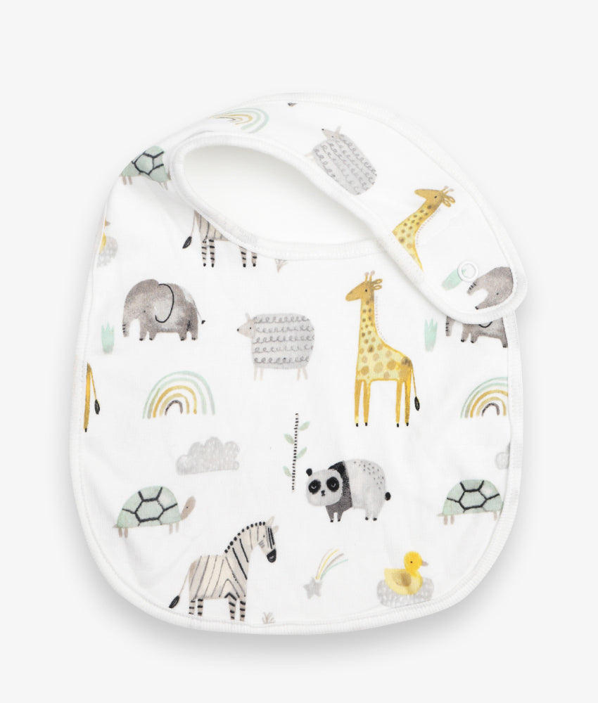 Elegant Smockers LK | Baby Bib - Rainbow Animal Kingdom Print | Sri Lanka 