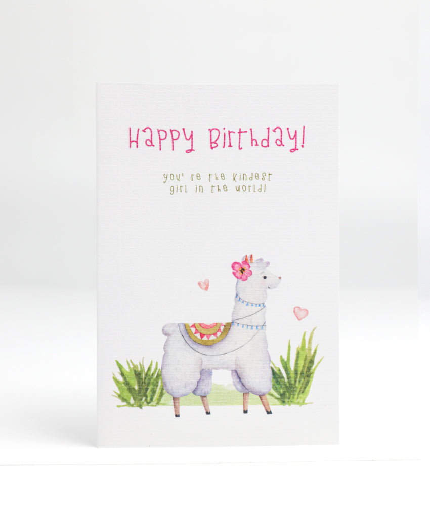 Elegant Smockers LK | Baby Greeting Card - Happy Birthday Pink Llama | Sri Lanka 