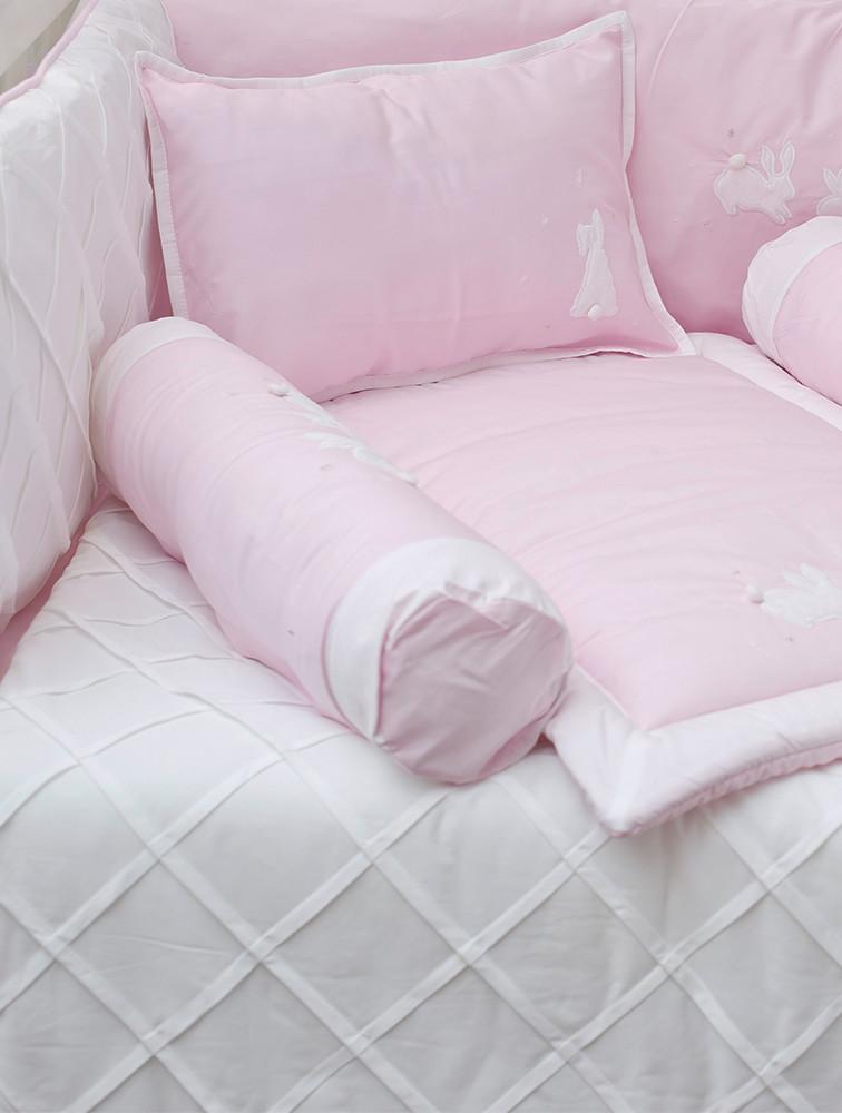 Elegant Smockers LK | Bolster Pillow Cover – Pink Rabbit Theme | Sri Lanka 