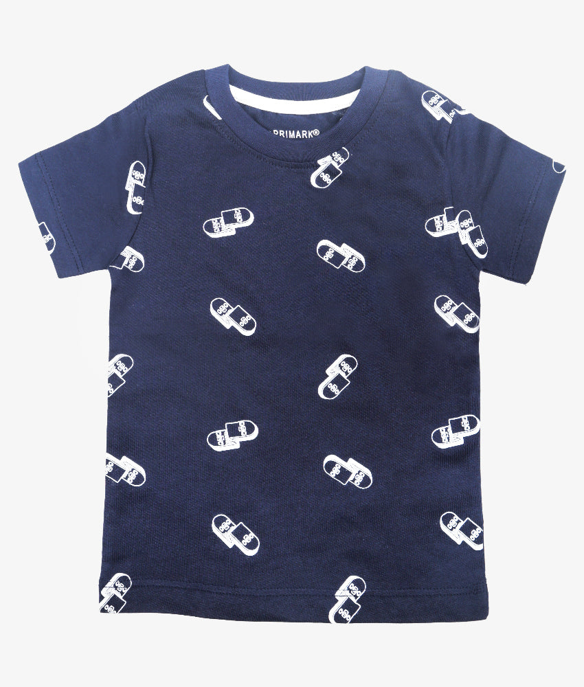 Elegant Smockers LK | Boys Baby T-Shirt - Navy Blue Print | Sri Lanka 