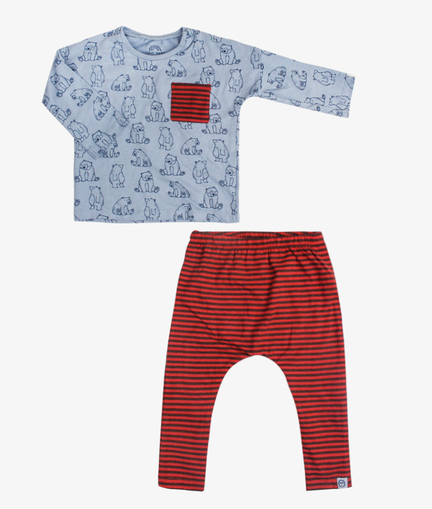 Elegant Smockers LK | Boys Full Sleeves Pyjama Set - Blue Bears | Sri Lanka 