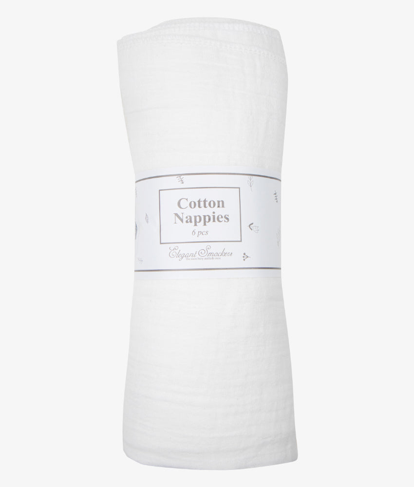 Elegant Smockers LK | Baby Cotton Nappies 18x18 - White | Sri Lanka 